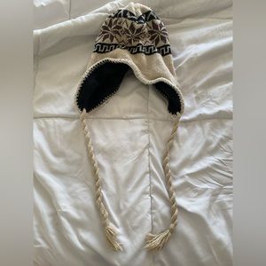 Peruvian style beanie lined winter hats with flaps, youth OS